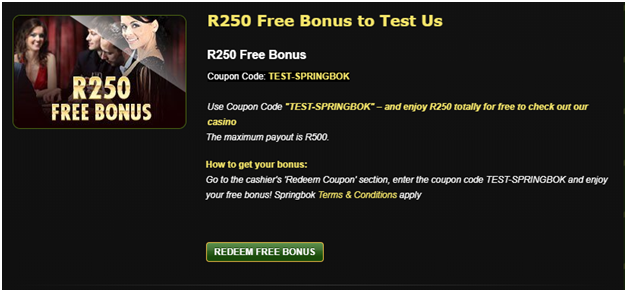 Springbok No Deposit bonus
